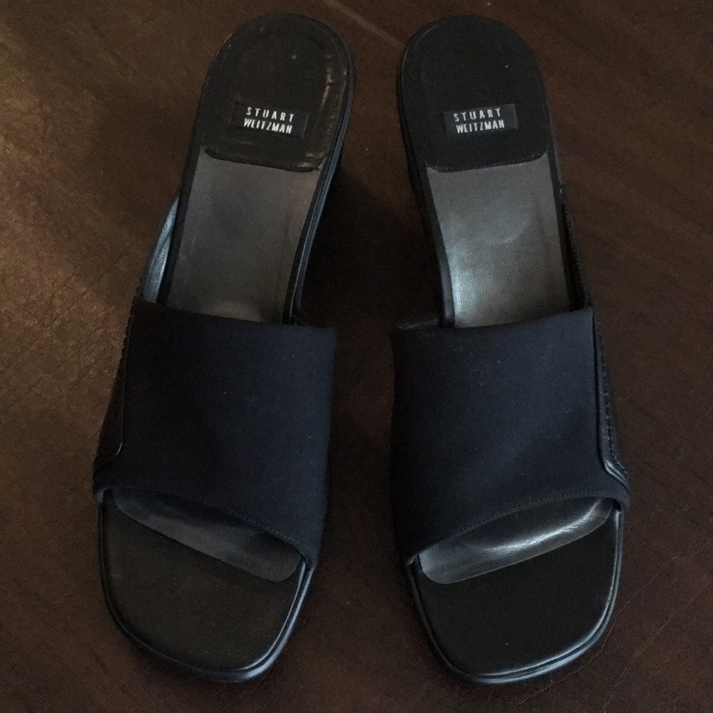Stuart Weitzman Black Micro Stretch slip on shoes